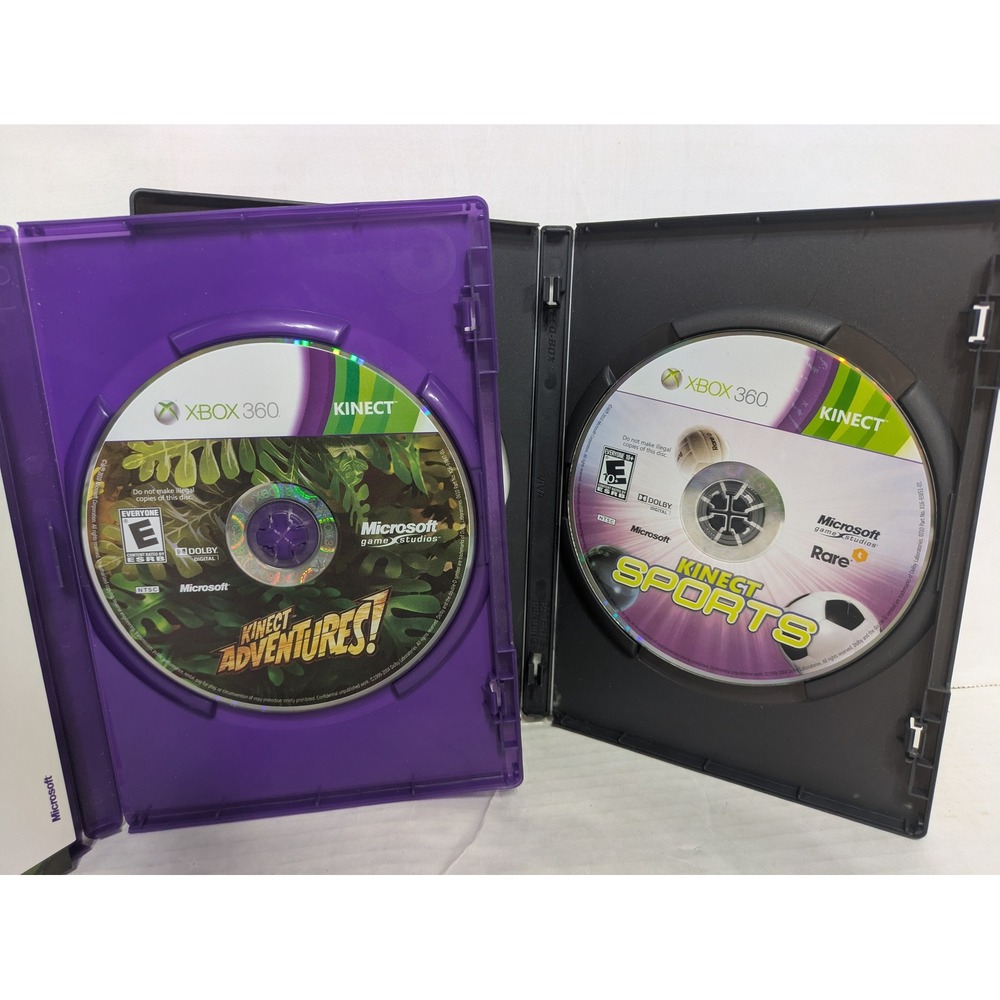 Microsoft Kinect Adventures & Kinect Sports Xbox 360 Game Bundle NTSC TESTED